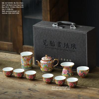 Bộ Ấm Chén Họa Tiêt Bách Hoa Cao Cấp